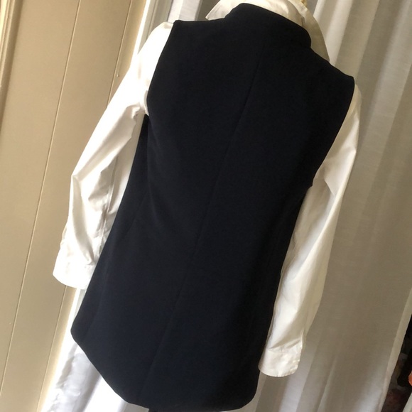 TALBOTS Cascading Open Longline Vest with Pockets in Navy Blue - Picture 8 of 14
